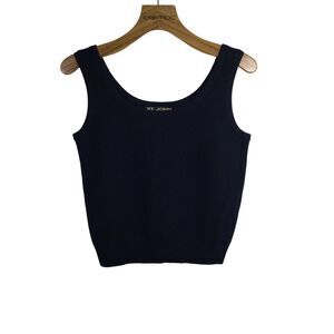 St. John Basics Women's Santana Knit Tank Top Scoop-Neck Sleeveless Blue Size S